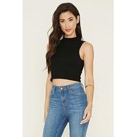 mock neck textured crop top