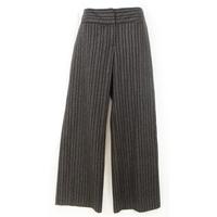 Monsoon - approx 16 - brown wool mix - stripe weave wide leg trousers