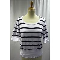 monsoon size 20 white navy blue striped top