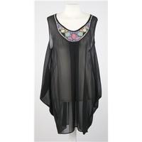 Monsoon Fusion - Large Size - Black - Beaded Smock Top