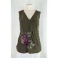 monsoon green silk vest top size 10