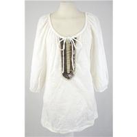 monsoon size 8 ivory embroidered sequined smock top