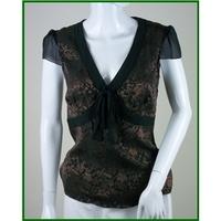 Monsoon - Size: 8 - Black & Bronze - Floral Patterned & Beaded top