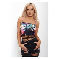 mona floral pom pom crop top