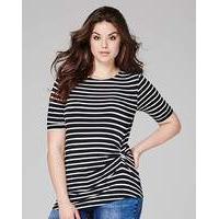 Mono Stripe Twist Side Tshirt