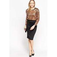 Mock Croc Sequin Front Top