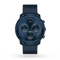 movado bold ink blue dial chronograph mens watch