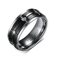 Modyle Mens Jewelry Black Rhinestone Rings Titanium Stainless Steel Wedding Ring Fashion Engagement Ring Hot Sale