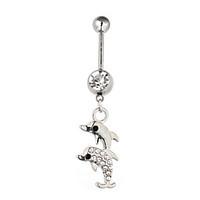 MOGE Lady\'s Stainless Steel Zircon Navel Belly Button Ring Dancing Body Jewelry Piercing Body Jewelry