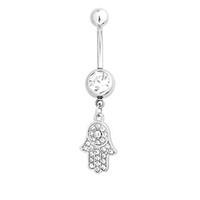 MOGE Lady\'s Stainless Steel Zircon Navel Belly Button Ring Dancing Body Jewelry Piercing Body Jewelry