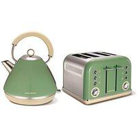 morphy richards accents pyramid kettle 4 slice toaster set sage green
