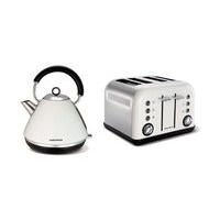 morphy richards accents pyramid kettle 4 slice toaster set white