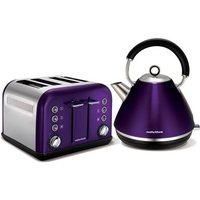 morphy richards accents pyramid kettle 4 slice toaster set plum