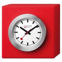 mondaine square desk clock magnet red 5cm