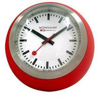 Mondaine Globe Clock Red/White 6cm