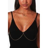 Moon Pendant Bralet Bodychain - gold