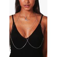 Moon Pendant Bralet Bodychain - silver