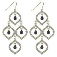 Mood crystal droplet open gold earring