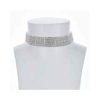 Mood Silver diamante row choker necklace