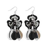 Mood black beaded flower earring