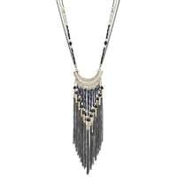 Mood tonal bead and tassel drop necklace