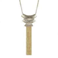 Mood textured long chain fringe necklace