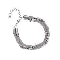 Mood silver bead mesh twist bracelet