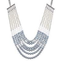 Mood blue pearl multi row necklace