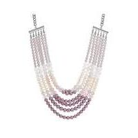 Mood Pink tonal pearl multi row necklace
