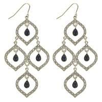 mood crystal droplet open gold earring