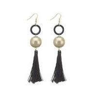 Mood black tassel and sphere earring