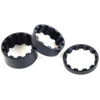 M:Part Splined Alloy Headset Spacers 1-1 / 8 inch, 5 / 10 / 15 mm black, pack of 3