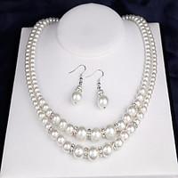 MPL The explosion of the wedding the bride diamond pearl earrings double Pearl Necklace Set