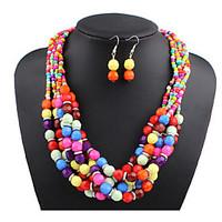 MPL European fashion multi Beaded Necklace Earrings Set