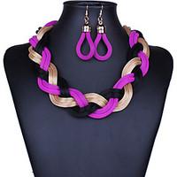 MPL Bohemia wind fashion hand woven rope twist Necklace Earrings Set