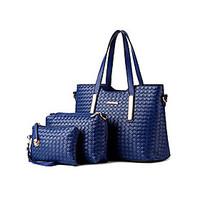 M.Plus Women\'s Casual Knit PU Leather Messenger Shoulder Bag/Tote