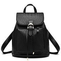 mplus womens fashion snake print barrel pu leather backpack