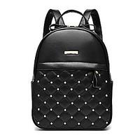 M.Plus Women\'s Fashion Korean Plaid Rivet PU Leather Backpack