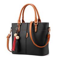 mplus womens fashion tassel splicing pu leather messenger shoulder bag ...