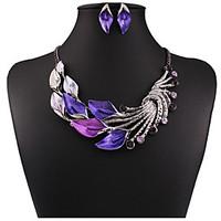 mpl retro color drop oil plus drill leaf necklace earrings set