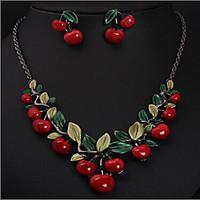 MPL Europe and the United States cherry Fashion Necklace Earrings Set