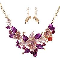 MPL Europe and the United States and the big fashion color drops of oil leaves Necklace Earrings Set