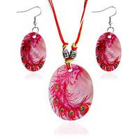 MPL New geometry shell paint Pendant Necklace Earrings Set