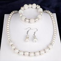 MPL Korean Pearl Wedding earrings bracelets necklace set