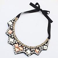 MPL European and American fashion acrylic geometric full diamond necklace Dickie