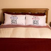 Mr and Mrs Big Date Double Pillowcase Set