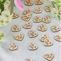 Mr & Mrs Shaped Natural Wood Table Confetti Trims