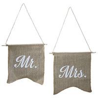 Mr & Mrs Hessian Flag Set