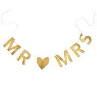 mr mrs gold glitter wedding banner