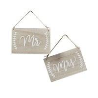 mr mrs wooden hanging chair sign set